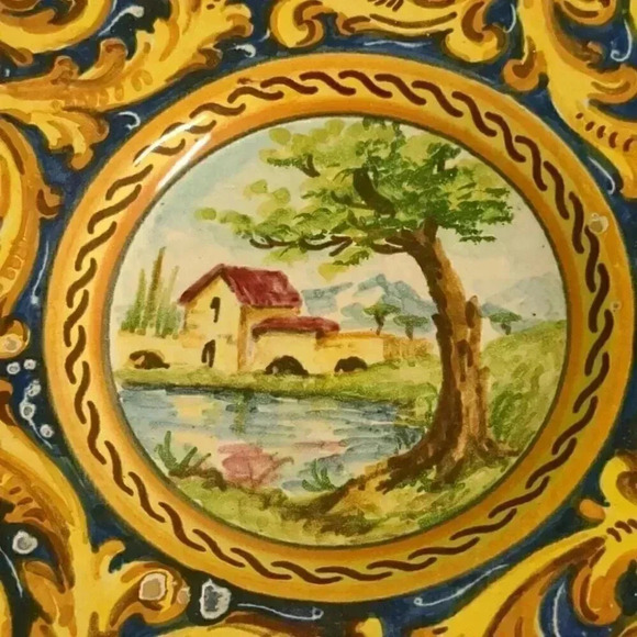 Vintage Hand-painted Wall Plate from  Italy - Picture 4 of 5